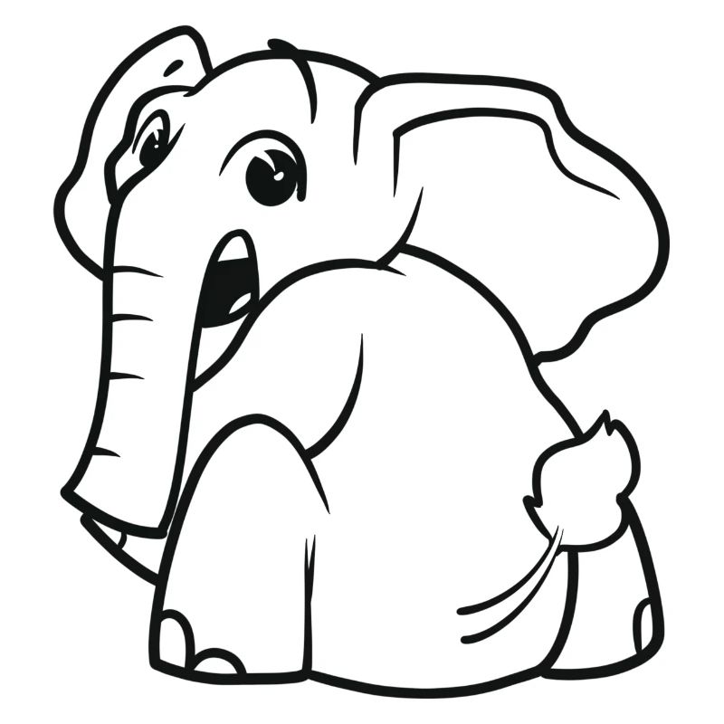 L’éléphant se retourne - surpris, effrayé