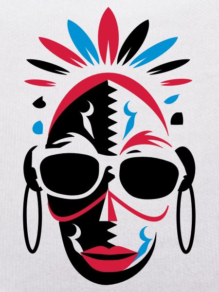 African mask with sunglasses