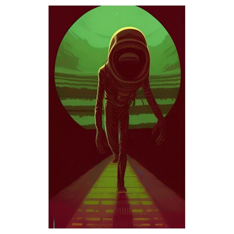 Creepy Horror Comic Alien on a strange planet land