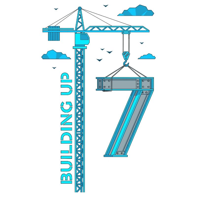 Building Up 7. Geburtstag Kran