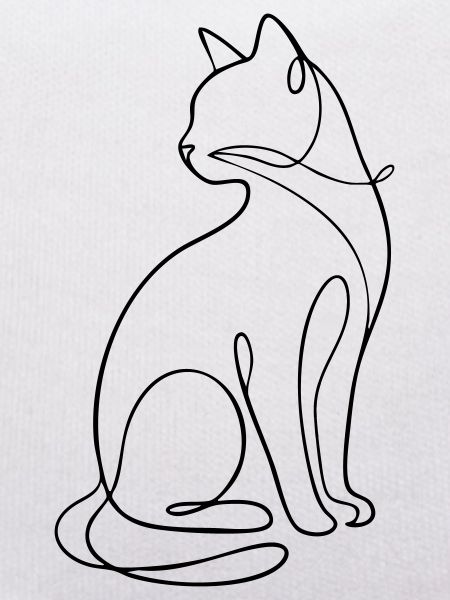 One-Line Sitting Cat Silhouette