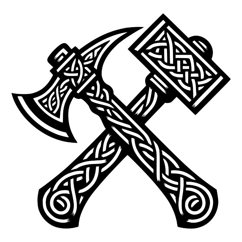 Hammer and axe in Celtic knots