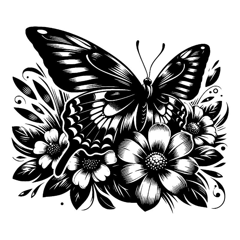 Papillon avec des fleurs florales élégance