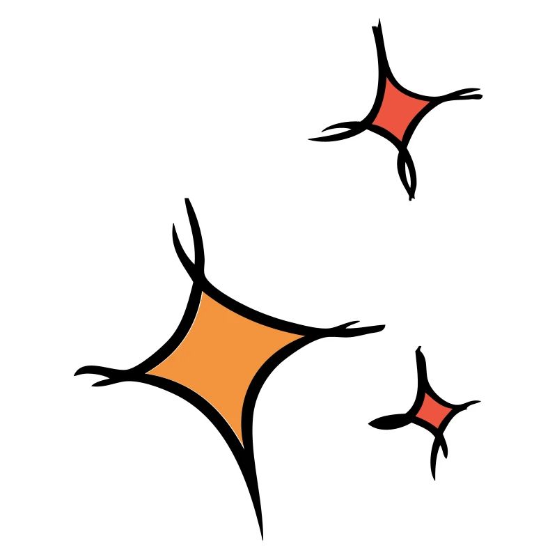 Asterisk. Three colorful stars, hand-drawn.