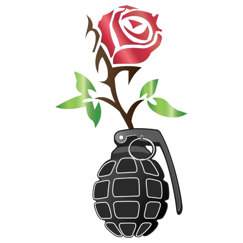 Grenade à main avec fleur - Rose