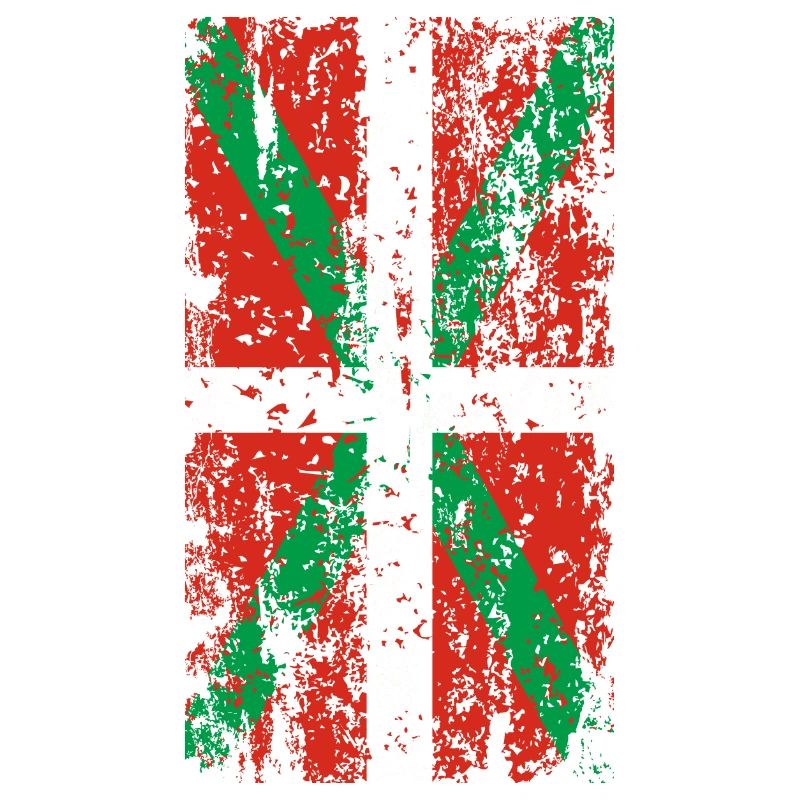 Drapeau Pays Basque usé. Ikurriña.