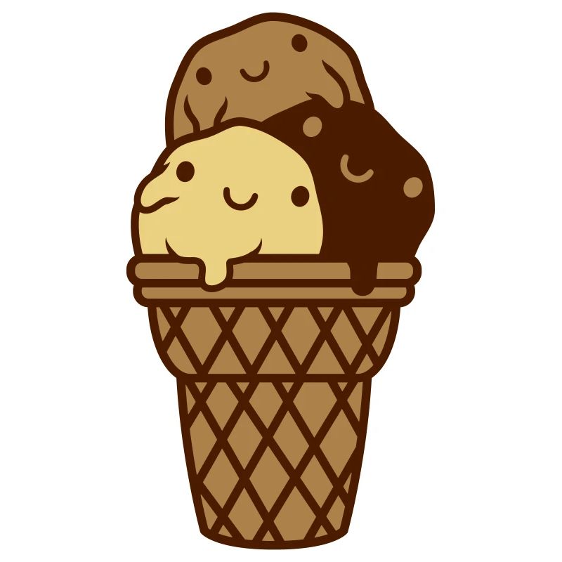 Süße 3 Eiskugeln Waffel