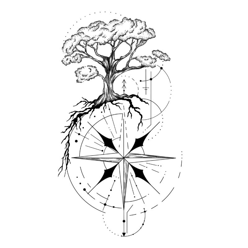 Geometric Tree of Life Compass Rose