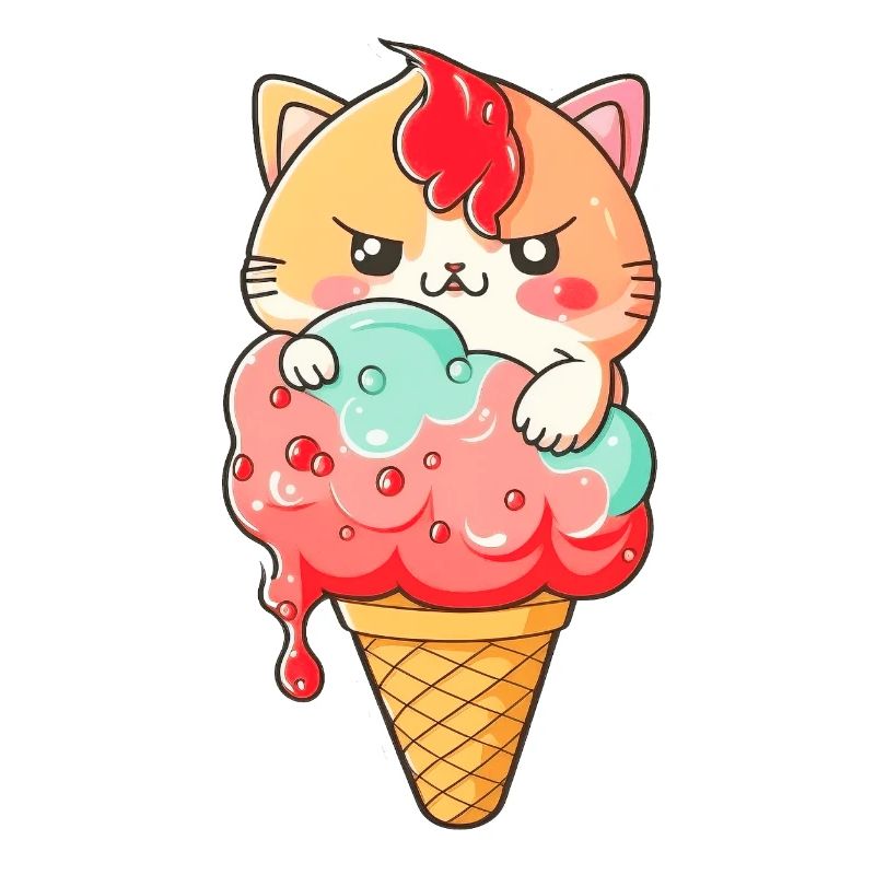 Süßer Katzen-Eiscreme-Print