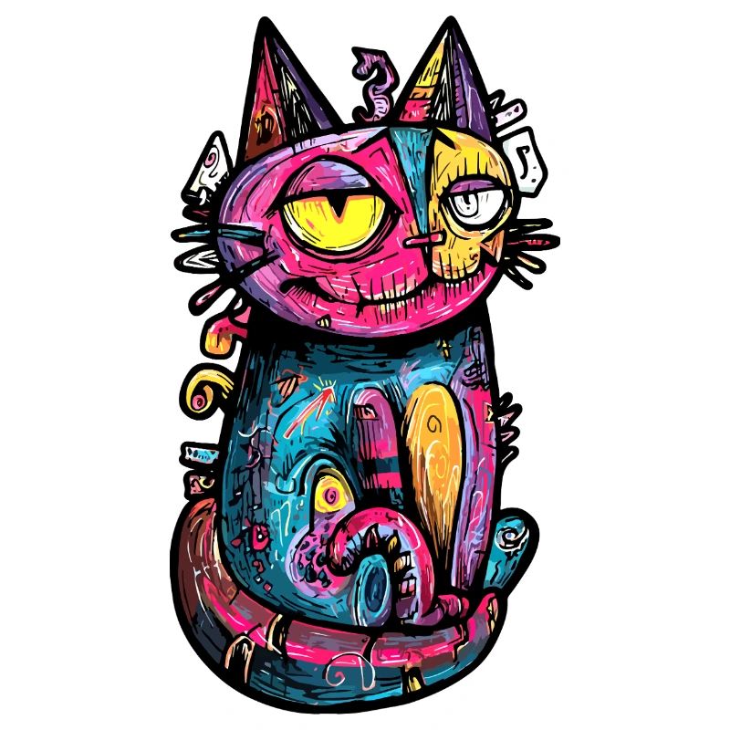 Chat Coloré Art Design