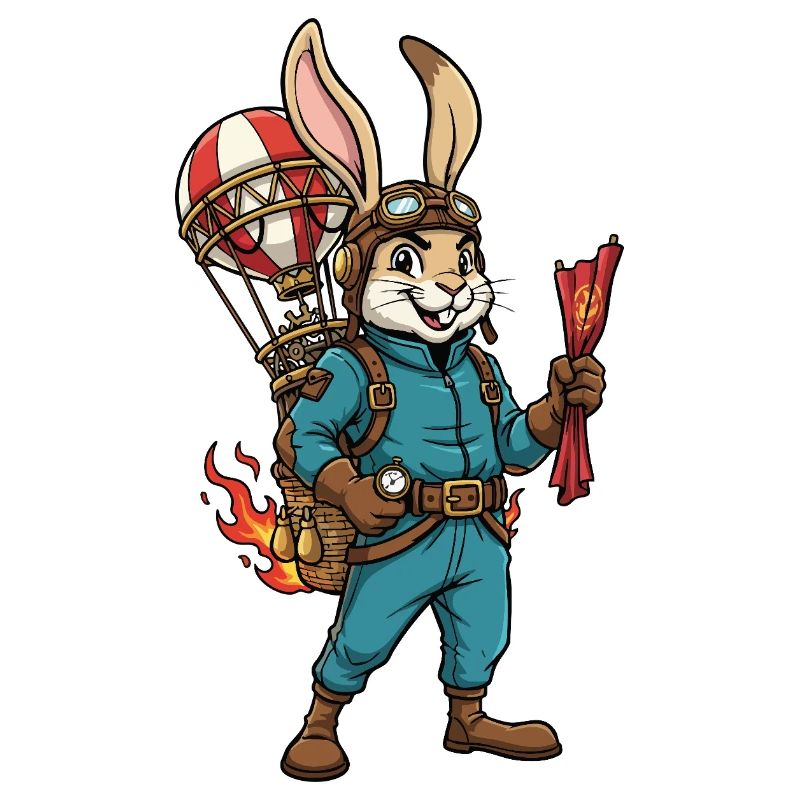 Rabbit Aviator Steampunk Heißluftballonflug