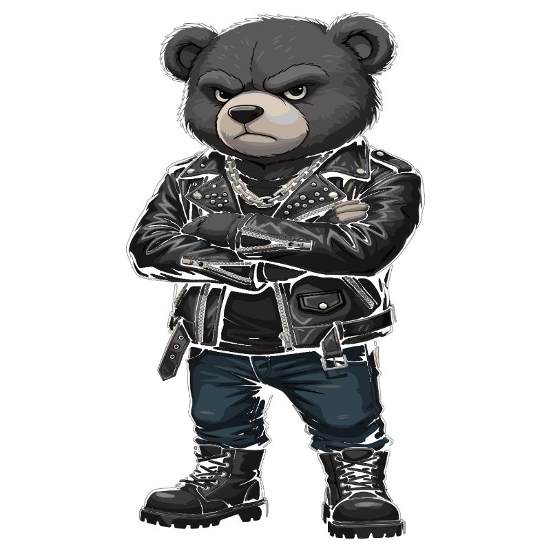 Rocker Bär Lederjacke Biker