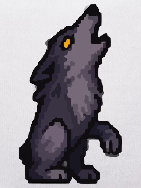 Mondwolf-Silhouette in Dunkler Palette