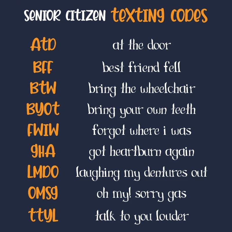 Text-Codes Senior Citizen oder Eldery Person Gesch