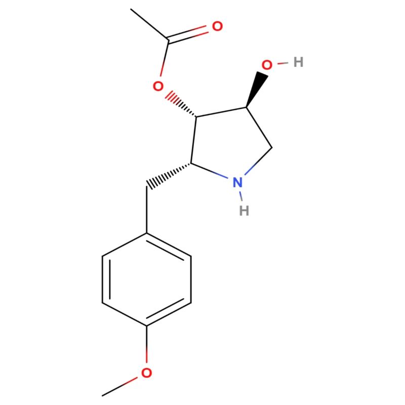 Molécule d’anisomycine - Formule structurale colorée