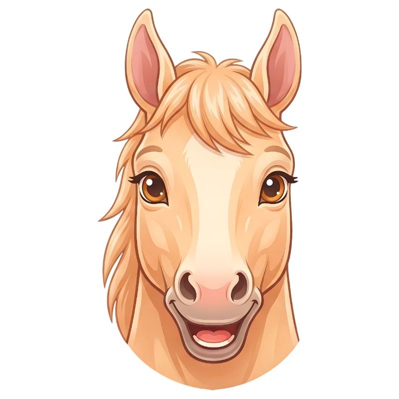 Illustration mignonne de visage de cheval en dessin animé joyeux