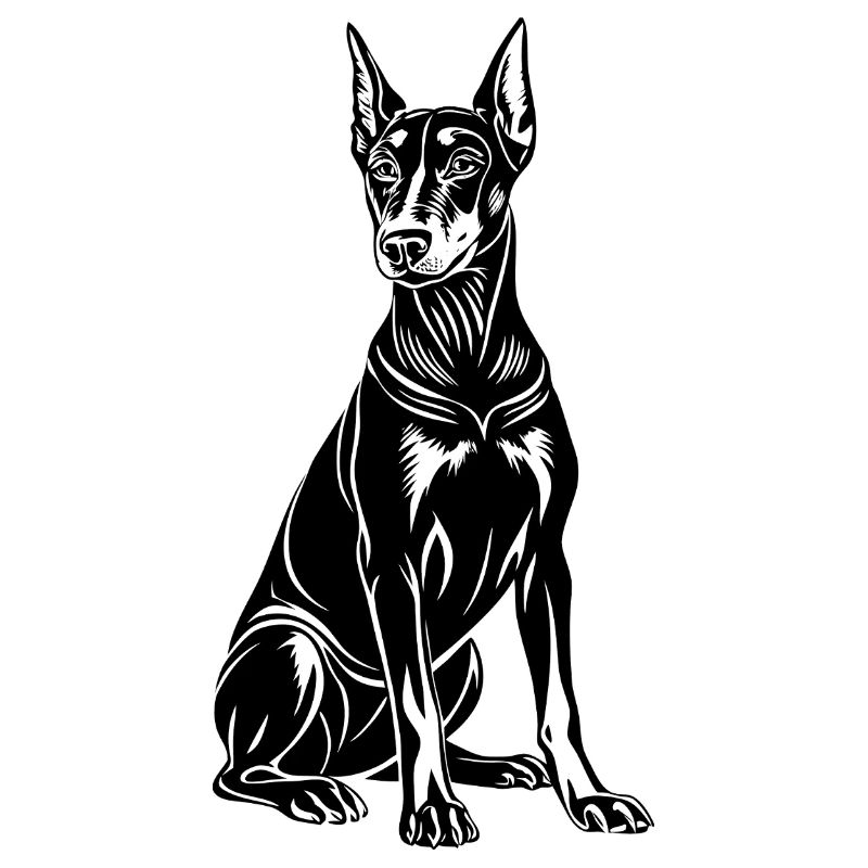 Dobermann sitzt