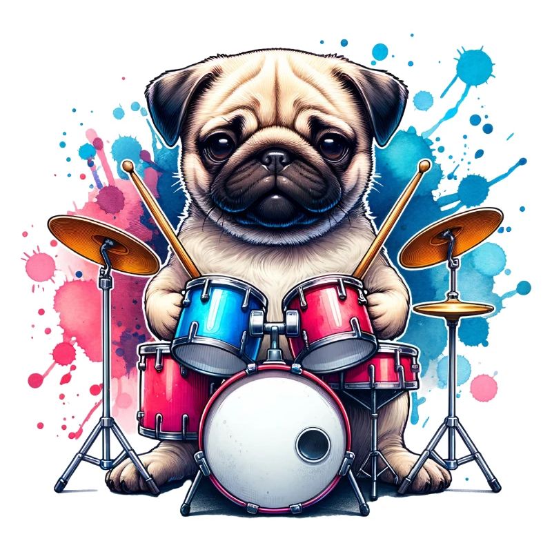 Cool Pug Drummer Design