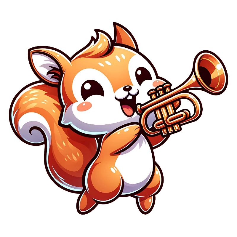 Cheerful Squirrel With Trumpet: A