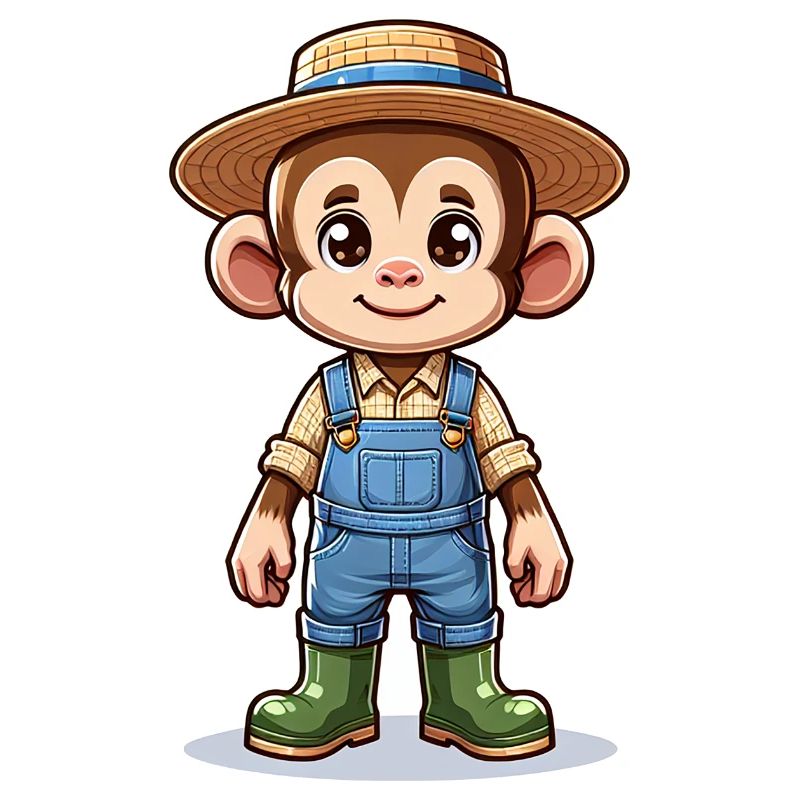 Cute Monkey Farmer