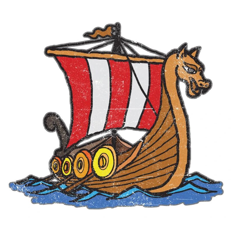 Handgemaltes Wikinger Boot Schiff