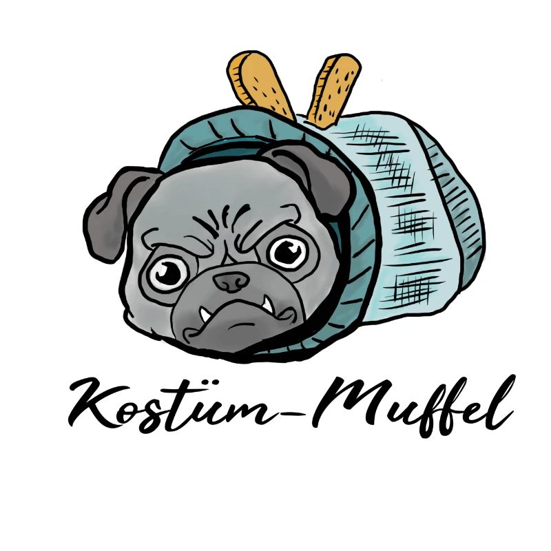 Mops beim Fasching! Geschenk Rollmops