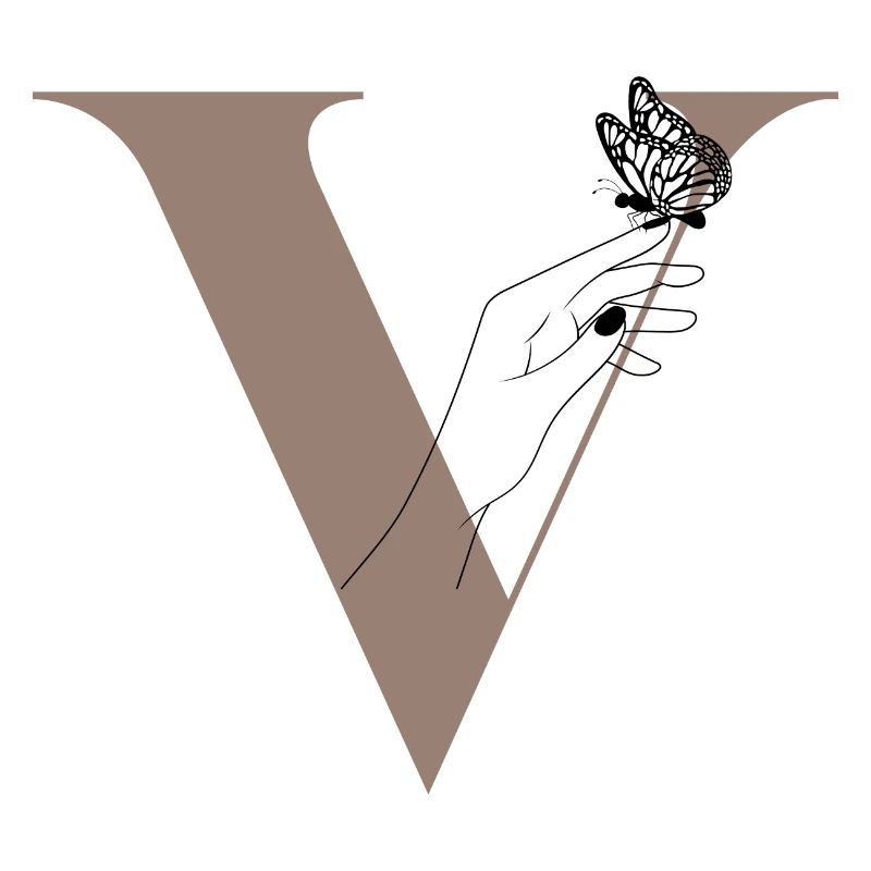 Buchstabe V Magischer Schmetterling