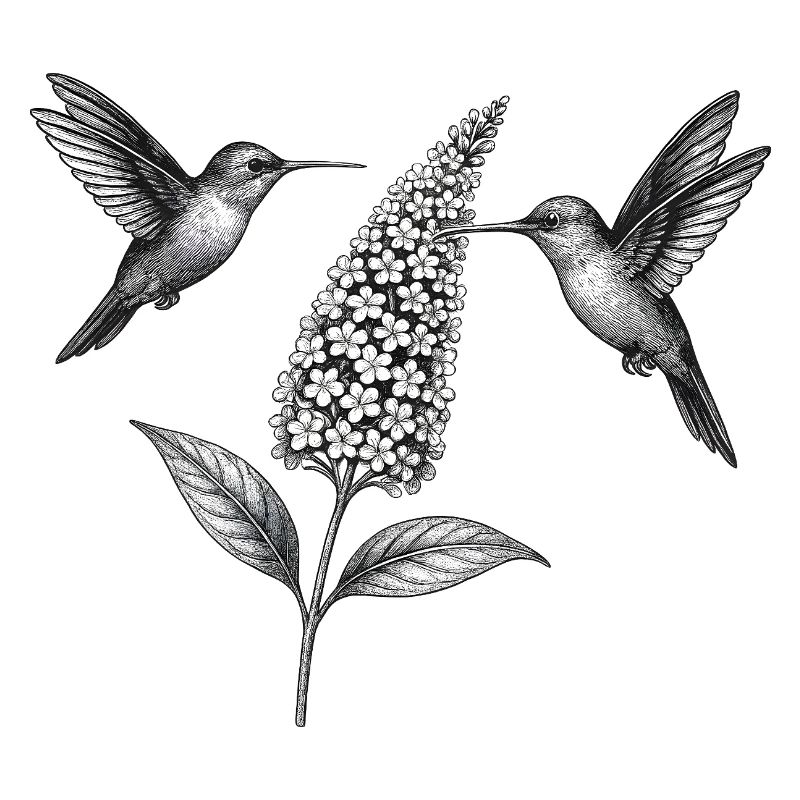 Kolibris mit Blume Boho Cottagecore
