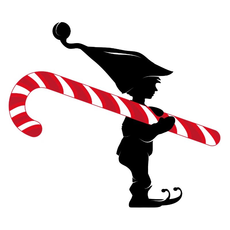 Funny Christmas gnome with candy cane