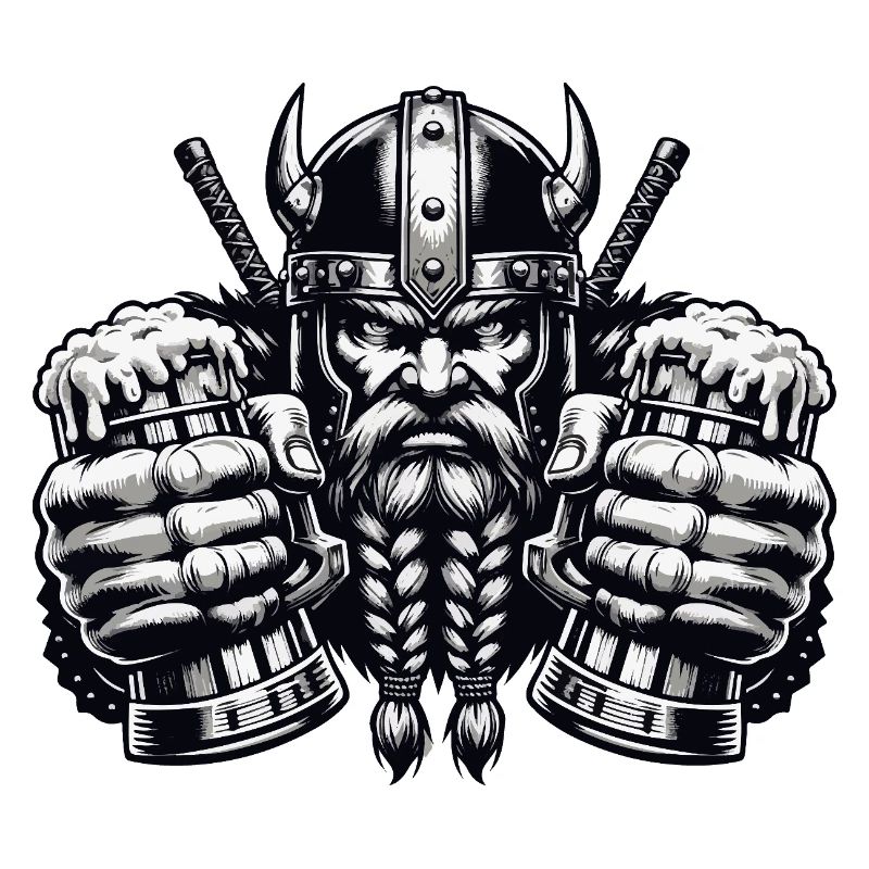 Vikings avec des chopes de bière en mode combat