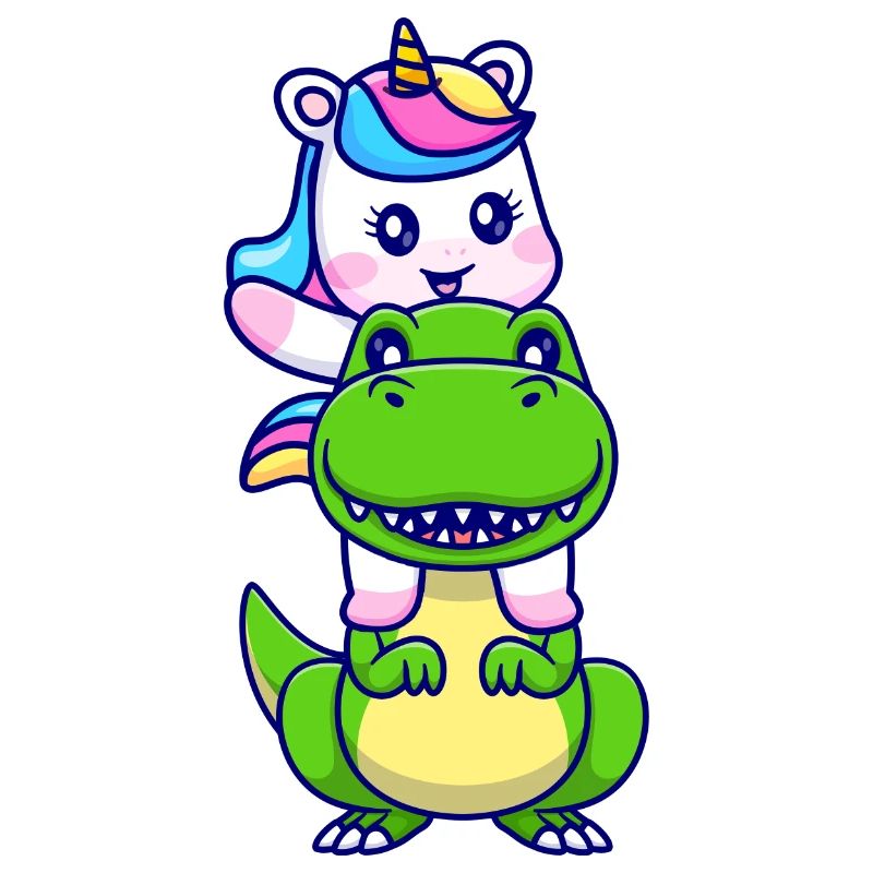 Unicorn chevauche T-Rex