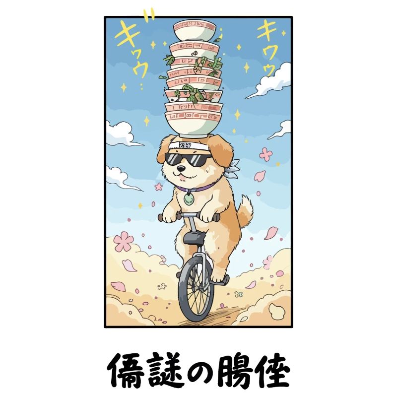 Noodle Stack Pup auf Einrad