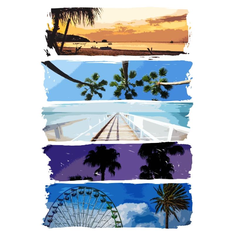 Palm trees and beach