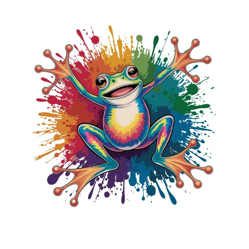 Bunter Spritzender Frosch Regenbogenfarben