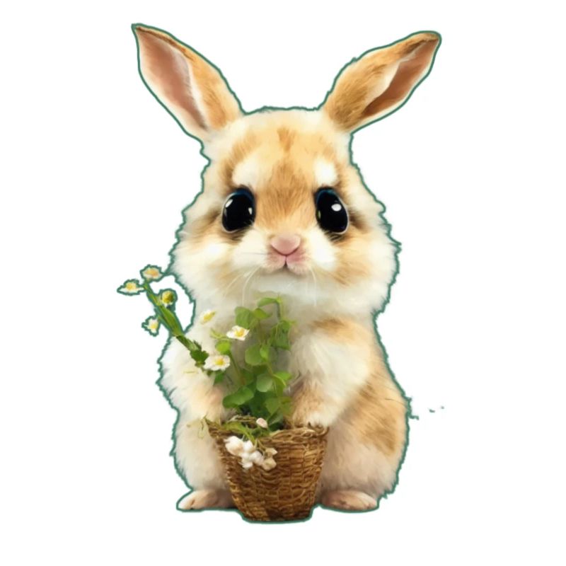 Petit lapin aux fleurs