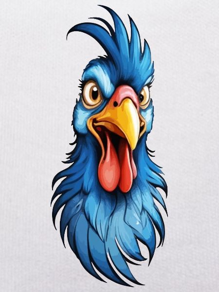 A blue-feathered rooster