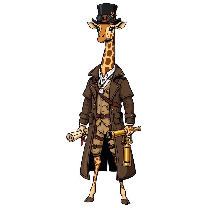 Girafe Exploratrice Steampunk Haut-de-Forme Chic