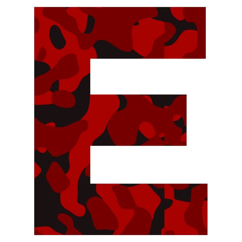 Letter E Red Camo Design