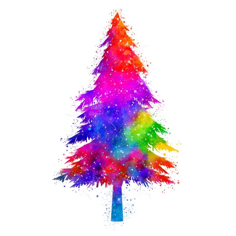 Weihnachtsbaum bunt Wasserfarben Geschenkidee
