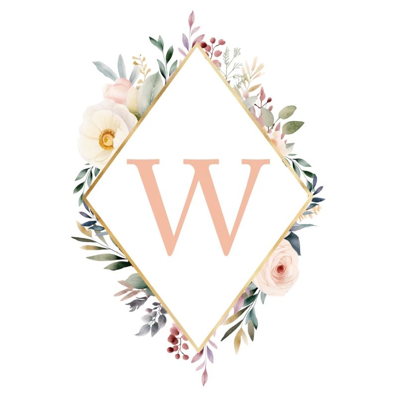 W Monogramm , Floral, Boho