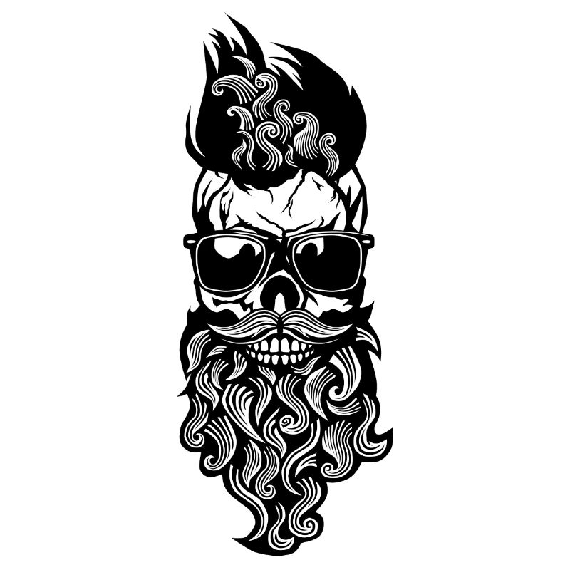 Kopf des Todes Hipster Schädel bärtiger Bart Schnurrbart m