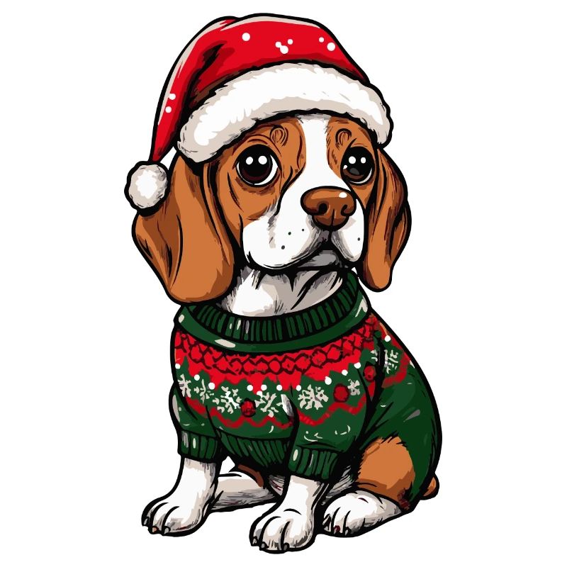 Beagle chien bande dessinée de Noël