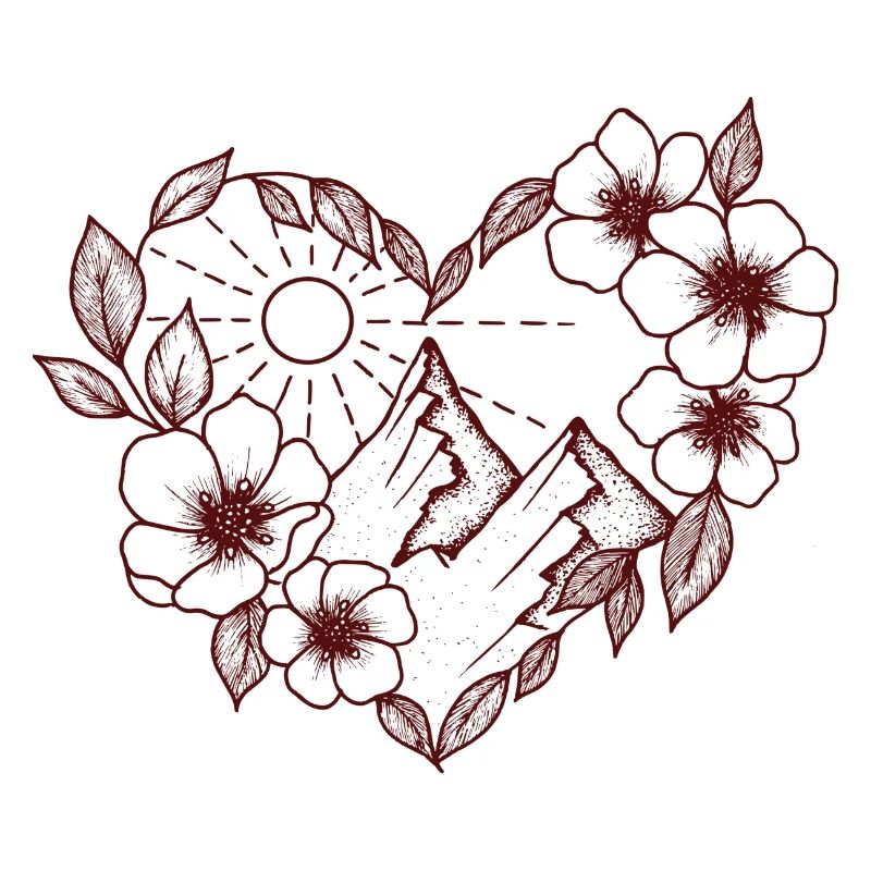 Les montagnes dans le coeur de fleurs