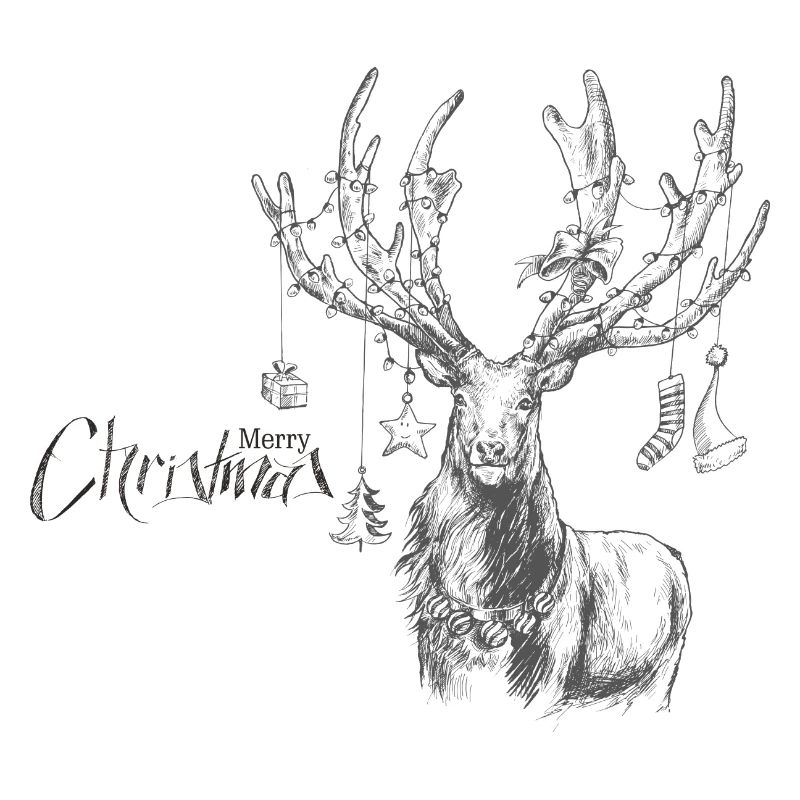 Weihnachtlicher Hirsch mit Geschenken