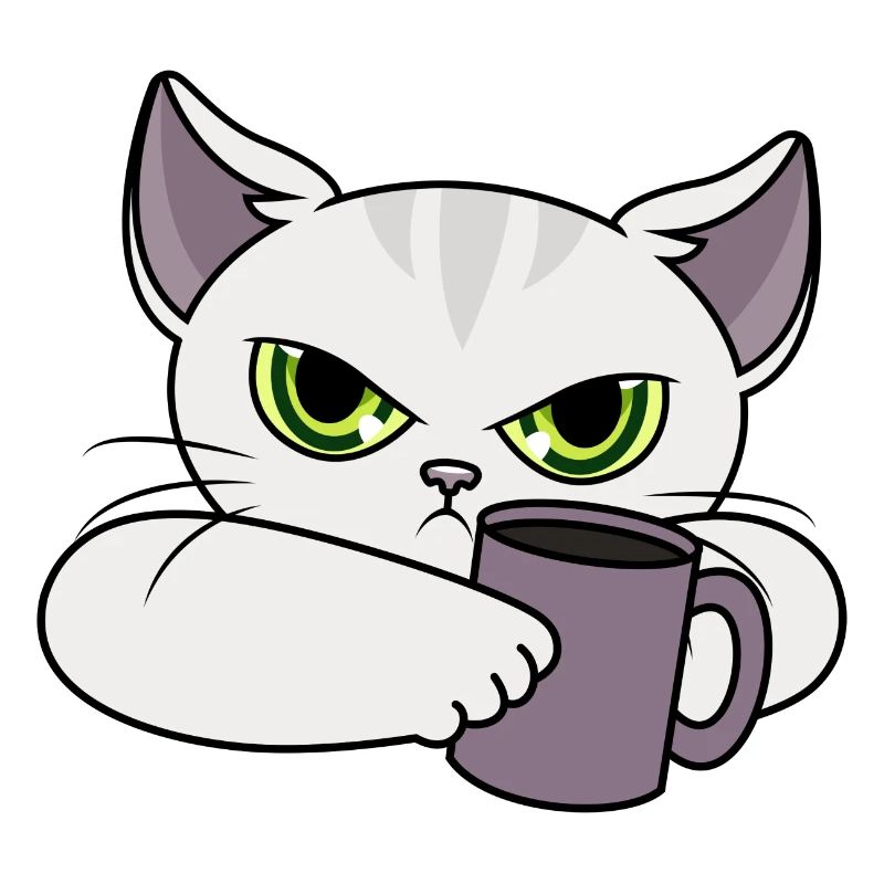 Katze mit Tasse / schlechte Laune / Morgenmuffel