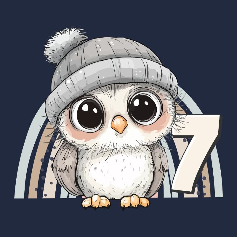 7. Geburtstag Eule Regenbogen Süß Niedlich