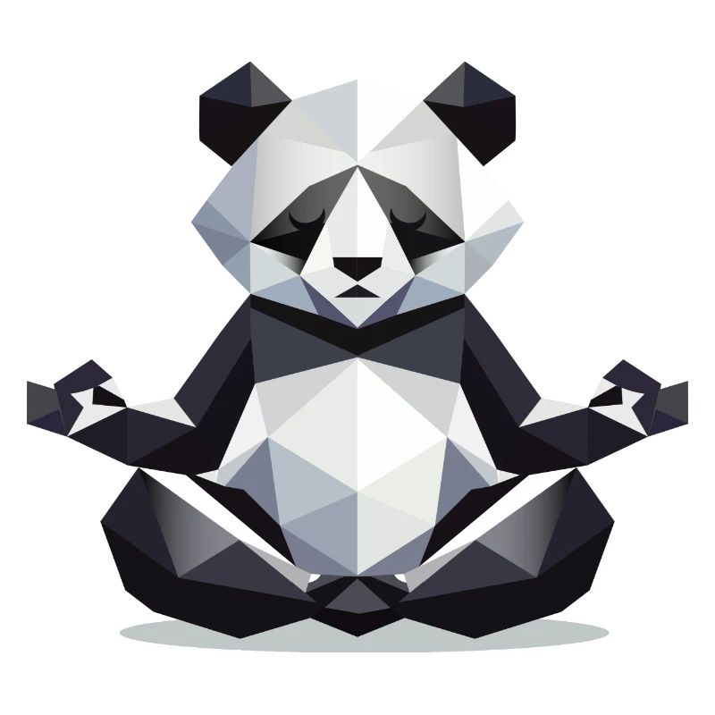 geometric panda bear in meditation