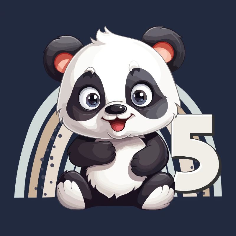 5ème anniversaire Panda Ours Arc-en-ciel Mignon Mignon