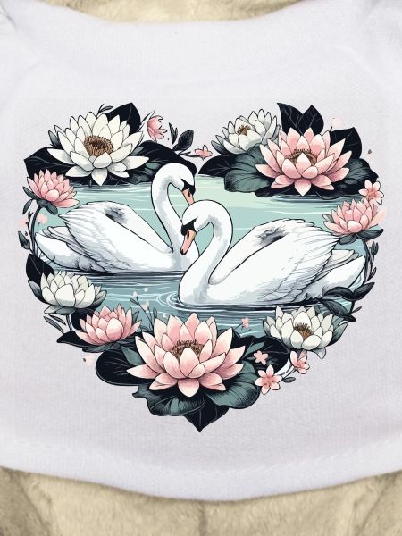 Swans and lotus flowers