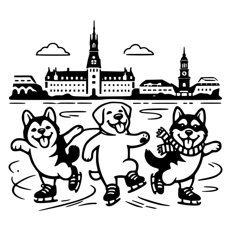 Schlittschuh Mimalistisch Line Art